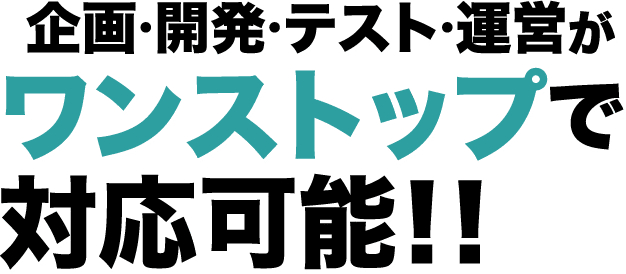 企画・開発・テスト・運営がワンストップで対応可能！！